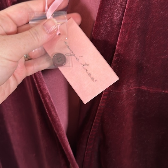 Evystree Wine Velour Longline Cardigan Patch-pockets New Size Small - Picture 3 of 7